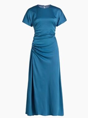 Simkhai Ruched Waist Short-Sleeve Indigo Maxi Dress